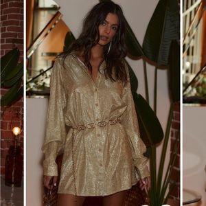 Unstoppable Gold Glitter Mini Dress